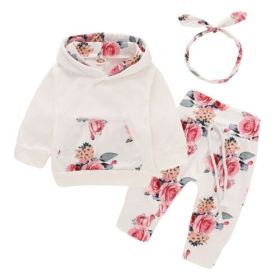 Children's hood printing suit (Option: White-80cm)