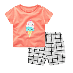 Cartoon Clothing Baby Boy Summer Clothes T-shirt Clothing Sets (Option: Ice cream-110cm)