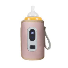1Pc Baby Bottle Warmer Feeding Bottle Heat Keeper Travel Warmer Cover Formula Milk Water USB Heater Outdoor Bottle Warmer (Color: Pink)