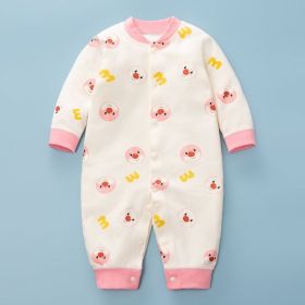 Baby Cartoon Pattern Full Single Breasted Design Thermal Jumpsuit (Color: Light Pink, Size/Age: 66 (3-6M))