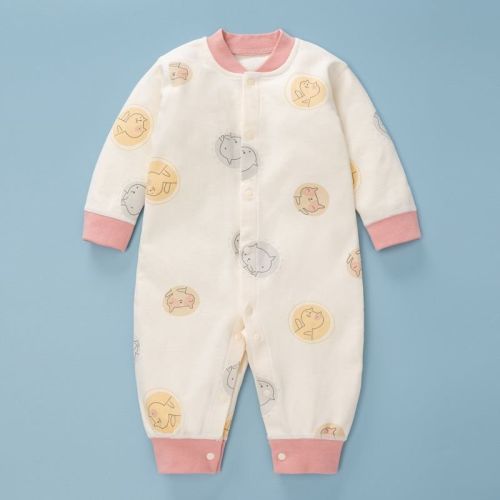 Baby Cartoon Pattern Full Single Breasted Design Thermal Jumpsuit